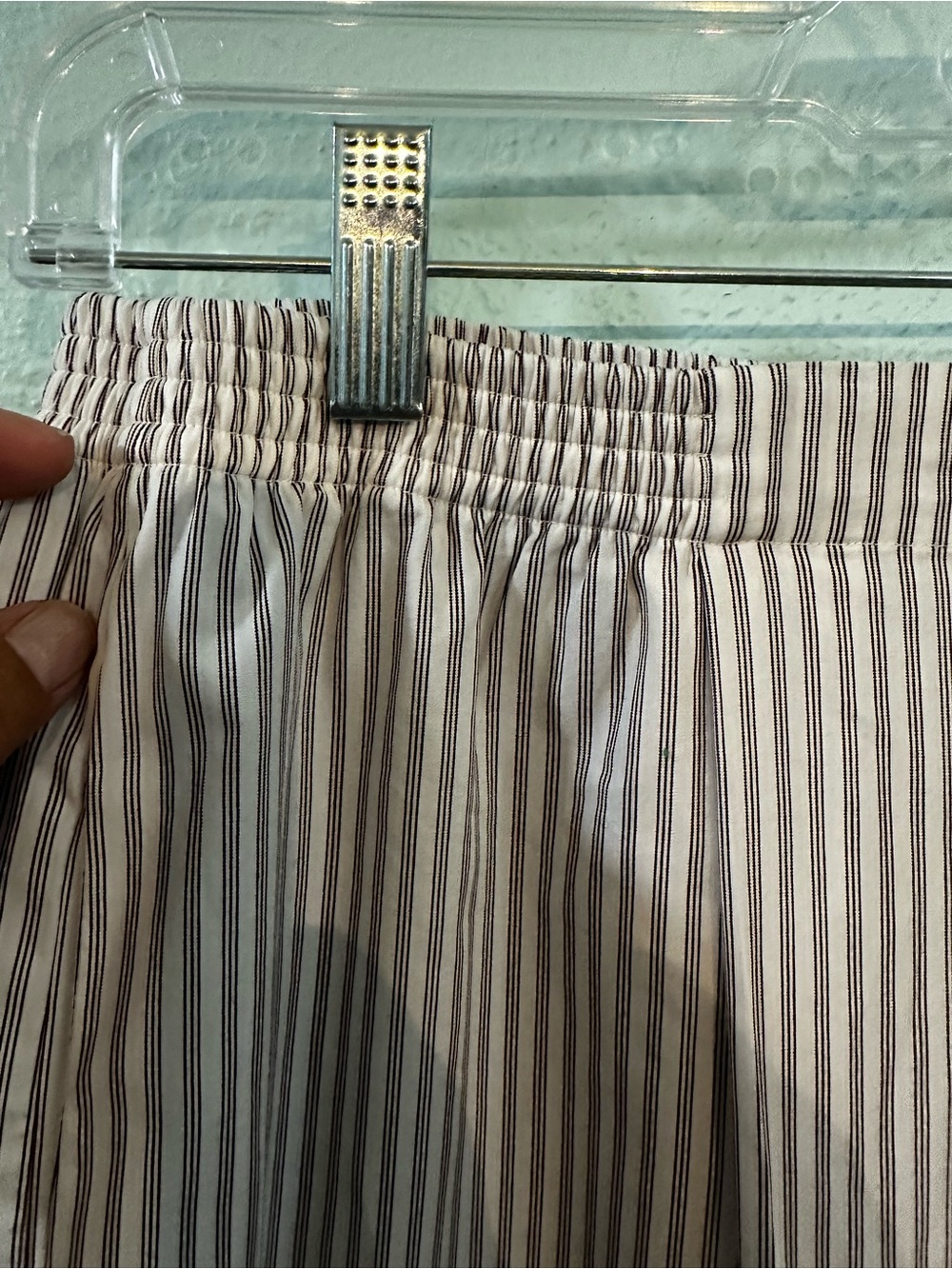 LESET White & Black Pinstripe Wide Leg Pull-On Pants Size S Made in USA - Picture 4 of 12